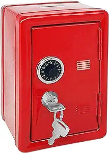 Children's safety piggy bank, metal safe with key, children's money saving box, best gift for boys and girls