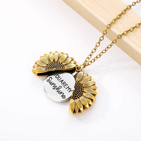 'You Are My Sunshine' Sunflower Pendant Necklace